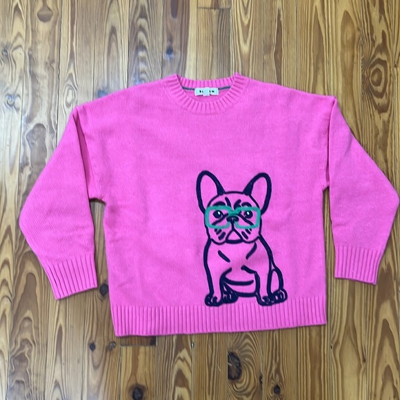Boden Pink Embroidered Frenchie Sweater - Picture 7 of 12